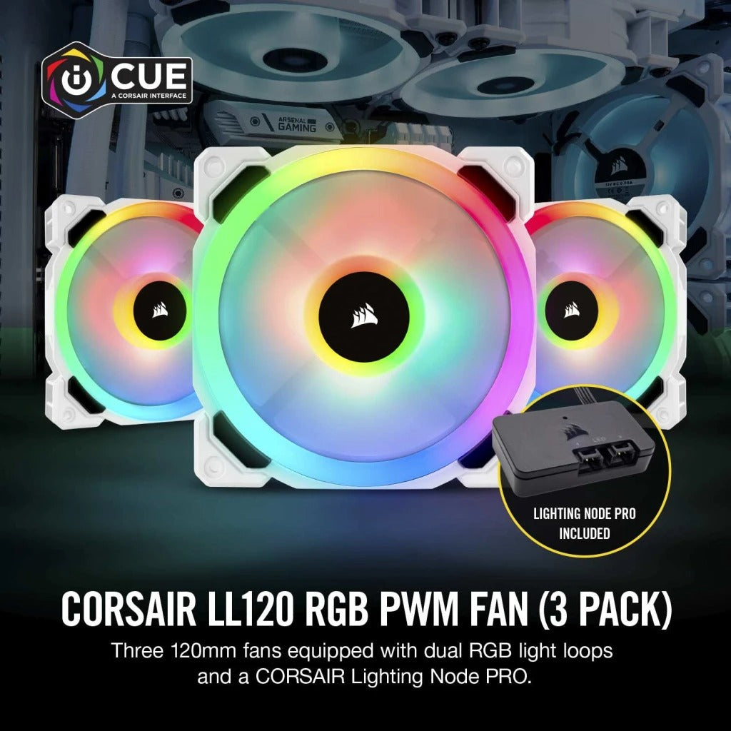 Corsair LL120 RGB 120MM Dual Light Loop LED PWM Fan With Lighting Node ...