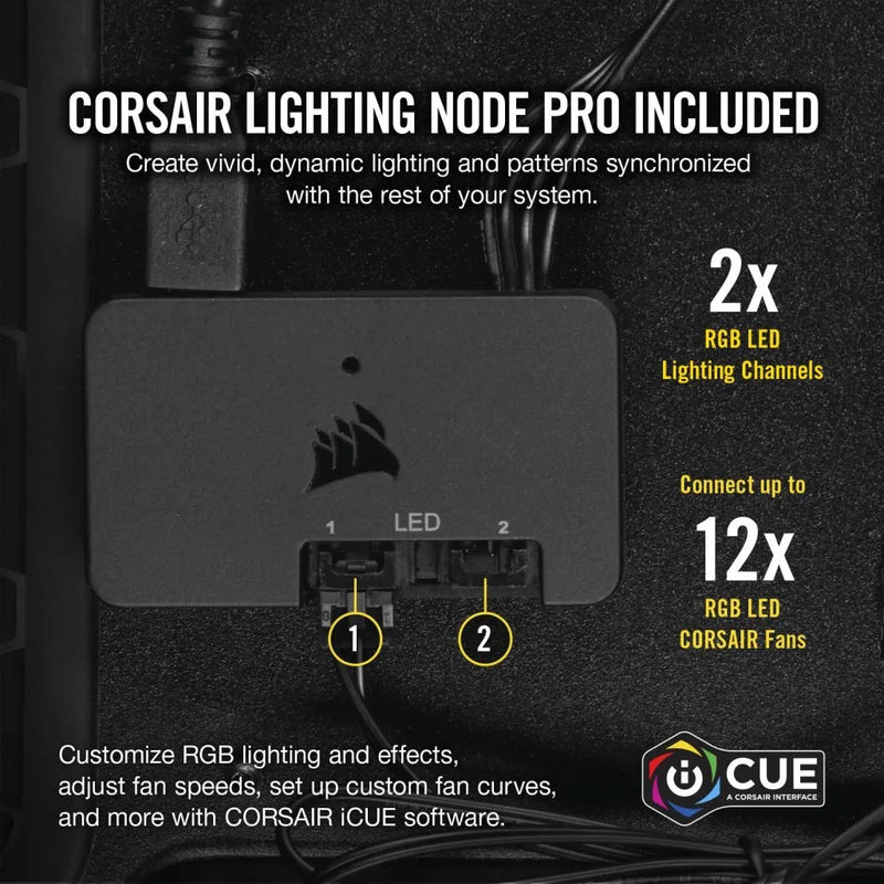 Corsair LL120 RGB 120MM Dual Light Loop LED PWM Fan With Lighting Node Pro (White) (Triple Pack)