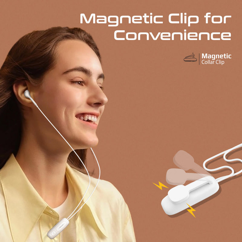 Promate Latch Clip-On High Fidelity Wireless Dynamic Earphones (White)