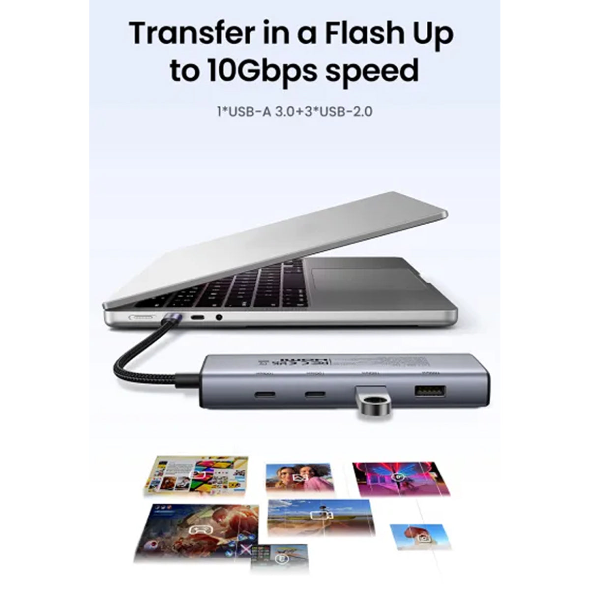 Ugreen USB-C to HDMI + DP + 2xUSB-C + 2xUSB-A (7-in-1) Hub - 15cm