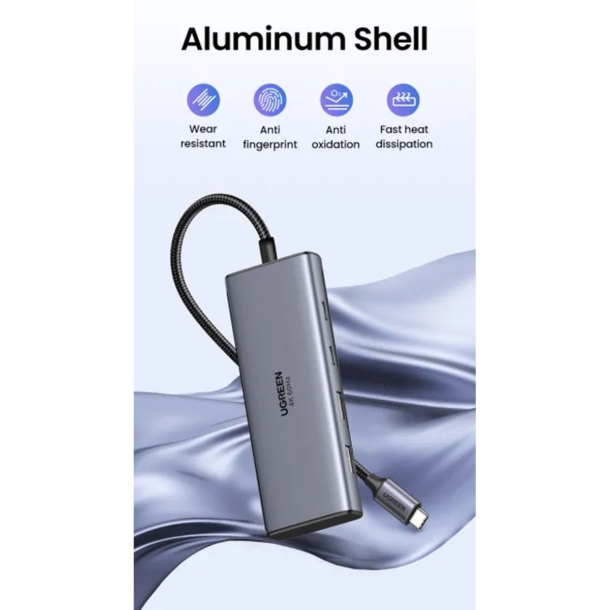 Ugreen USB-C to HDMI + DP + 2xUSB-C + 2xUSB-A (7-in-1) Hub - 15cm