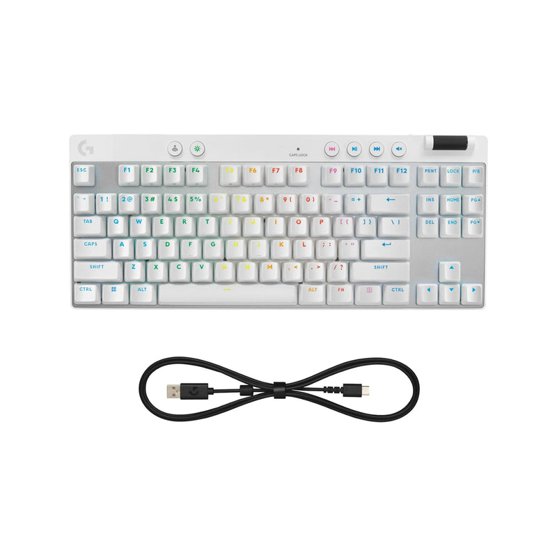 Logitech G Pro X TKL Rapid Wired Gaming Keyboard with Analog Switches (Black, White) (920-013234)