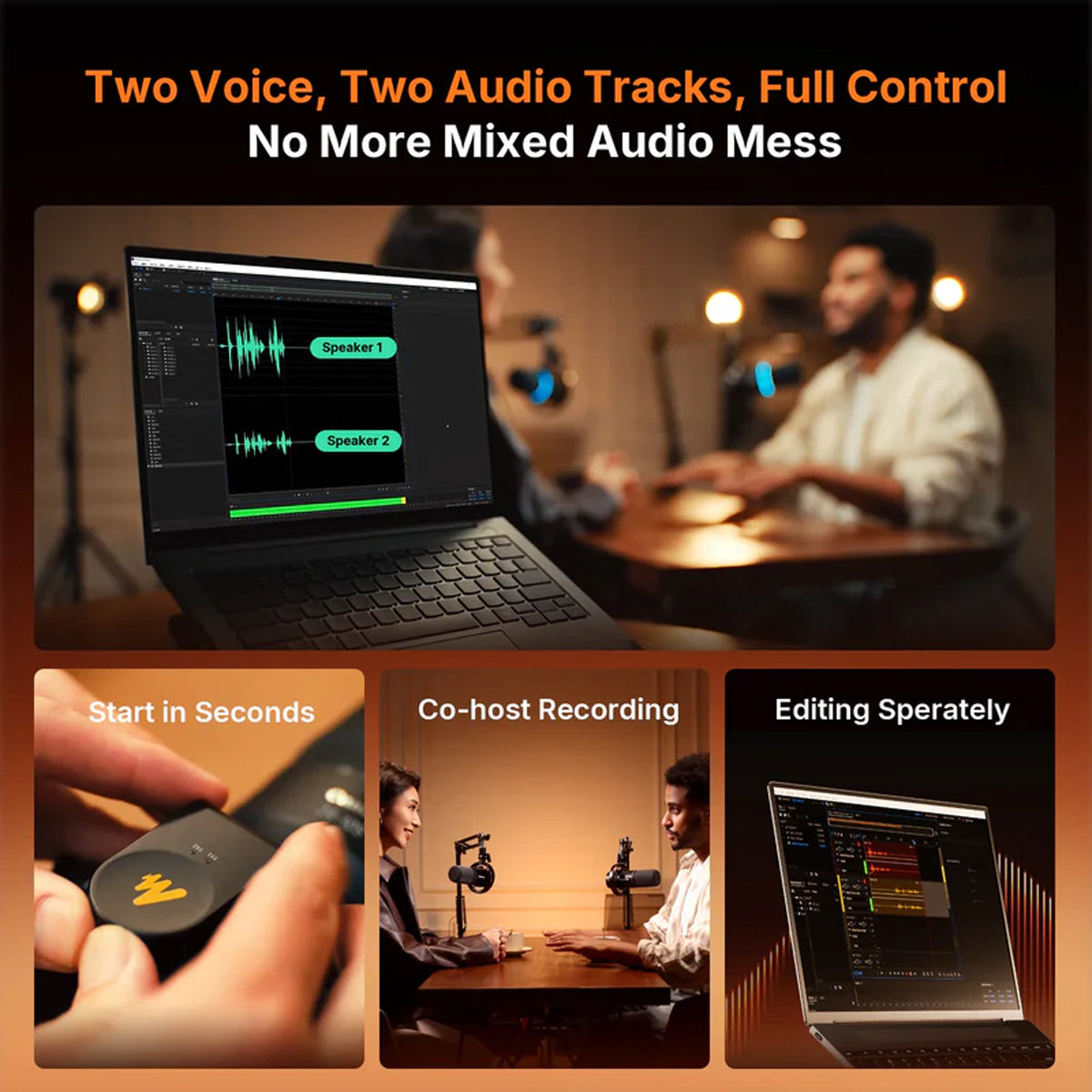 Maono PD200WT Hybrid Podcast Dynamic Wireless RGB Microphone (Black)