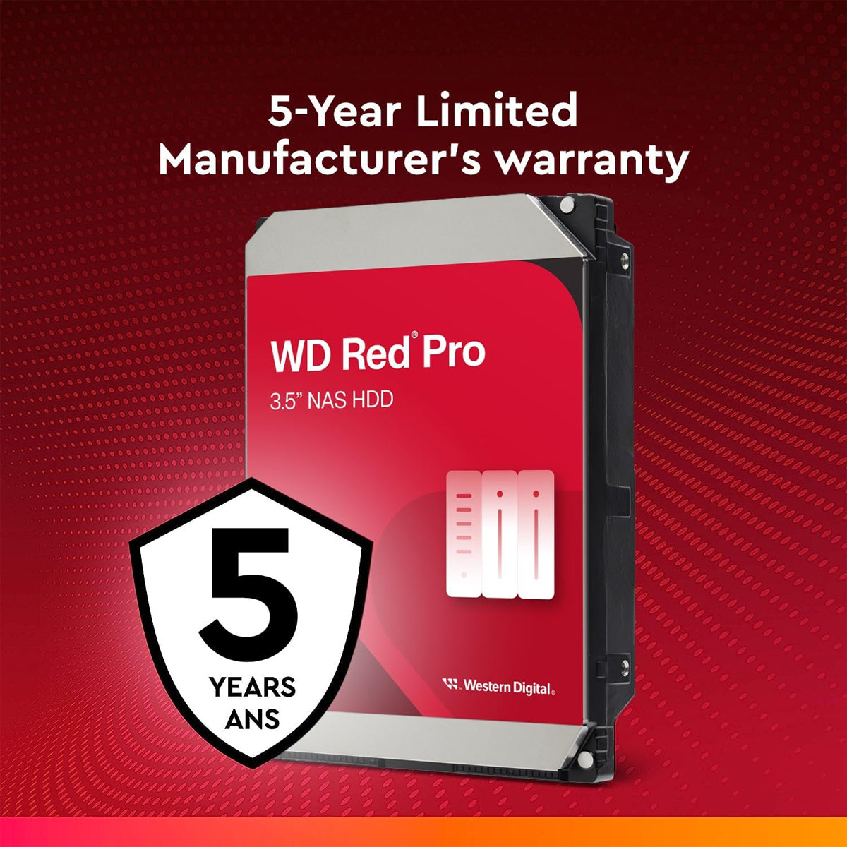 WD Red Pro 3.5" SATA NAS Hard Drive (12TB, 14TB, 16TB) (WD122KFBX, WD142KFGX, WD161KFGX)