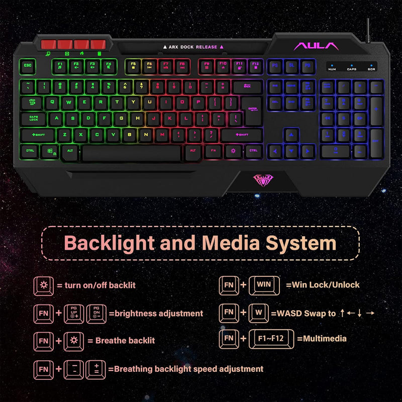 Aula T650 4-in-1 Gaming Combo - Wired Membrane Keyboard/Mouse/Headset/Mouse Pad
