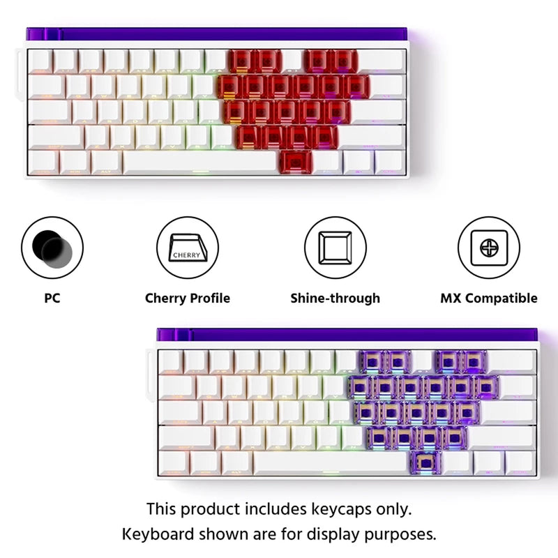 Veekos Love PC Transparent Keycap Set Cherry Profile 21 Keys