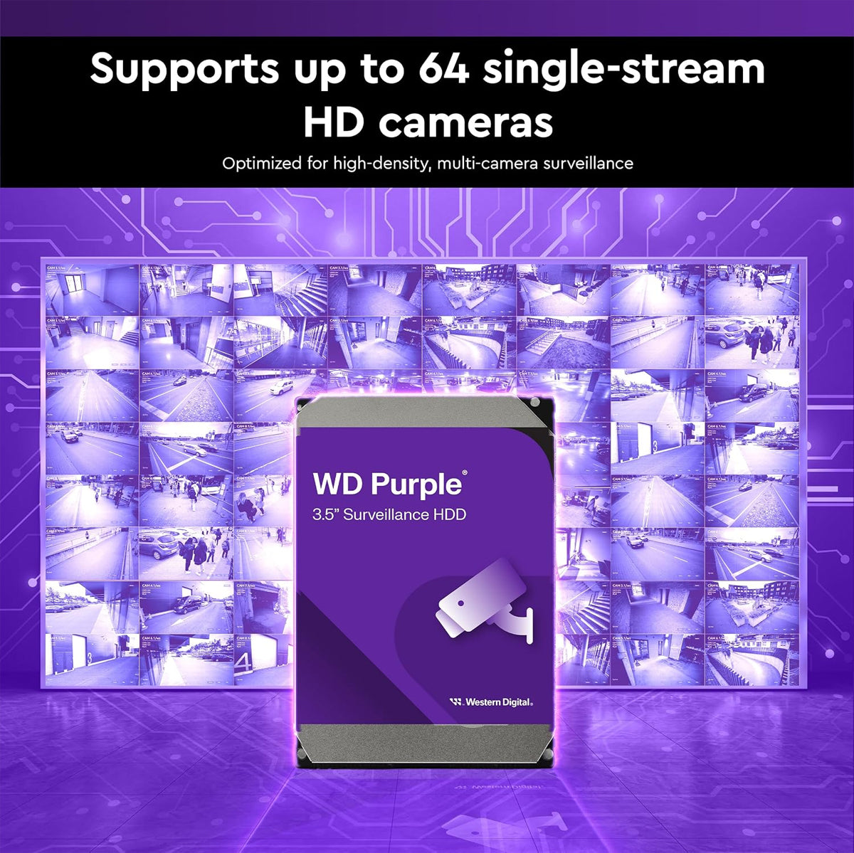 WD Purple 8TB 3.5" SATA Surveillance Hard Drive (WD85PURZ)