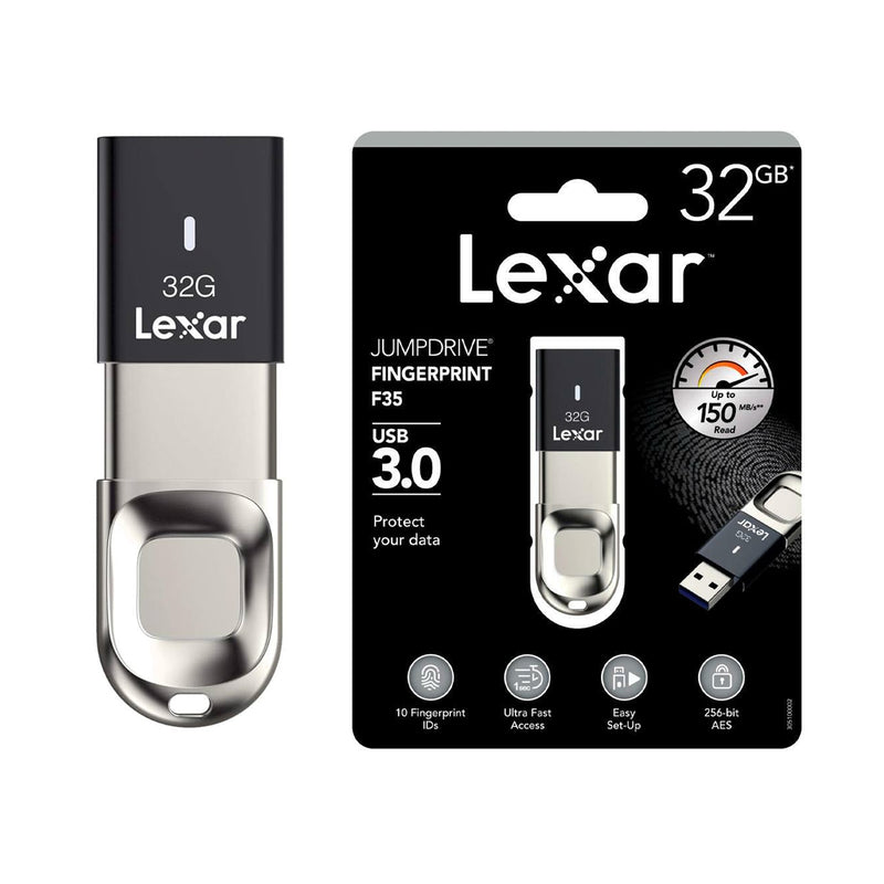 Lexar JumpDrive Fingerprint F35 USB 3.0 Type-A 150MB/s Read Flash Drive