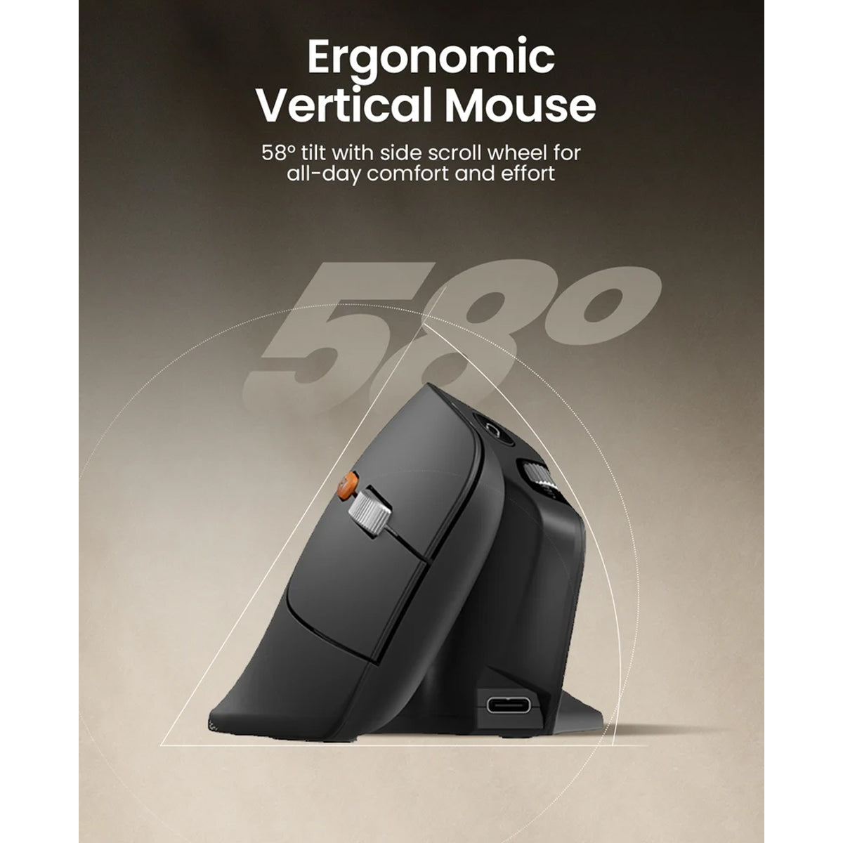 ProtoArc EM11 Pro Dual-Mode Ergonomic Vertical Mouse (Black) (CP017199)