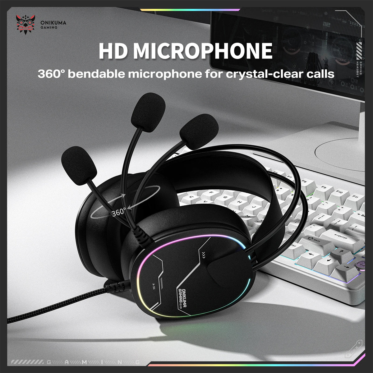 Onikuma X91 RGB Lightweight Gaming Headphone with Microphone