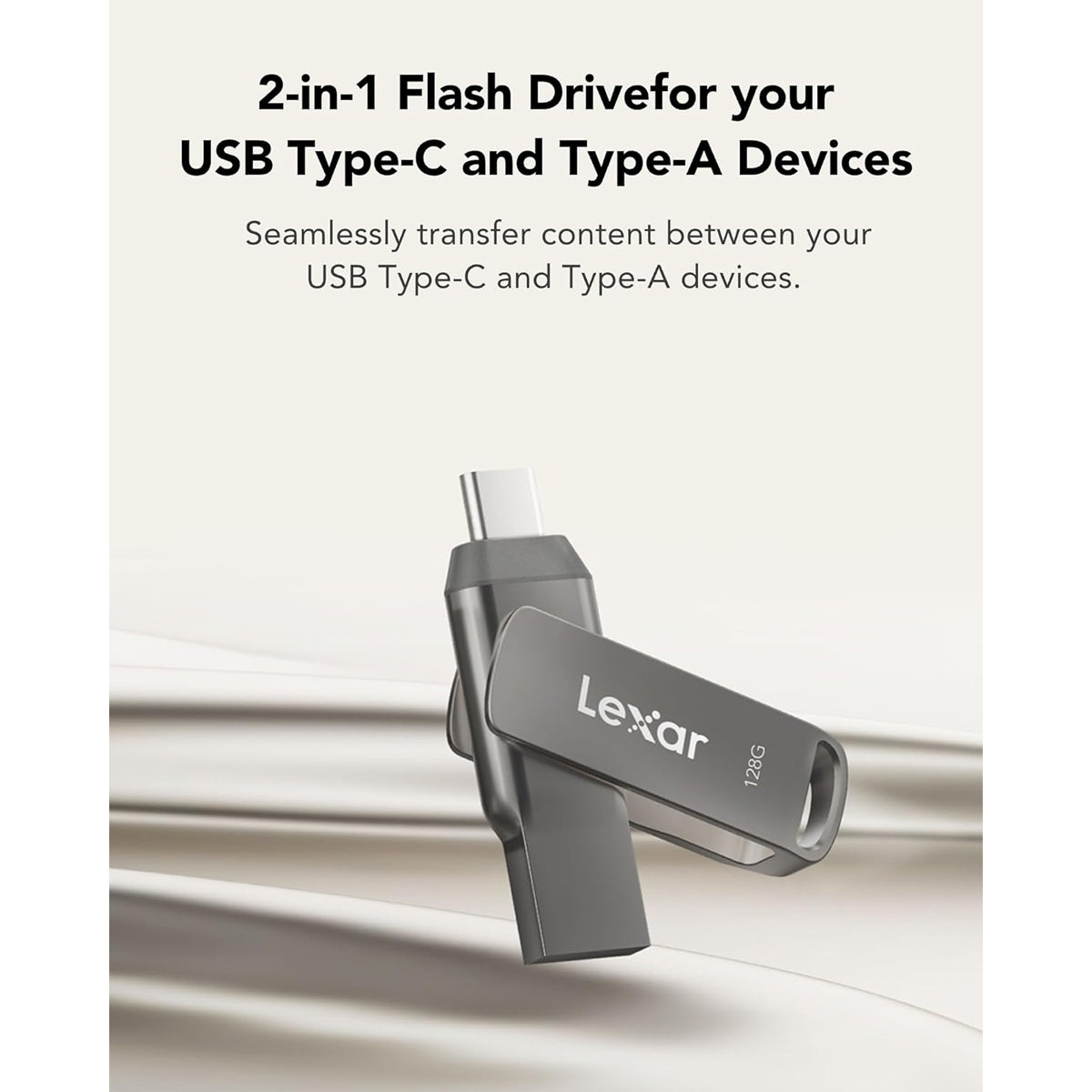 Lexar JumpDrive Dual Drive D400 256GB USB 3.2 Gen 1 Type-C & Type-A 130MB/s Read Flash Drive
