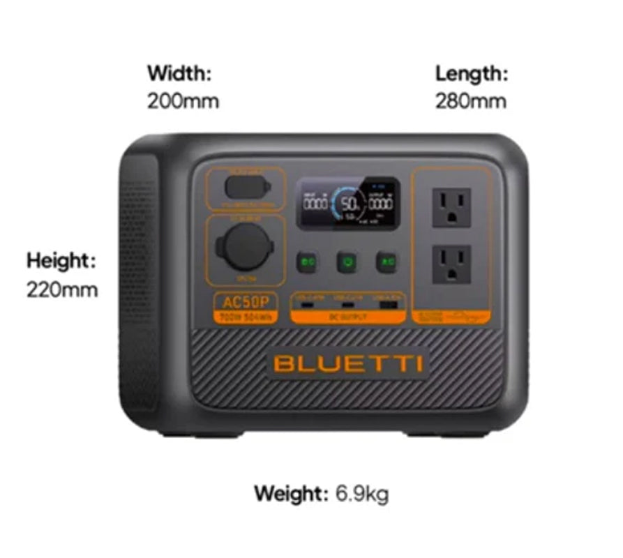 BLUETTI AC50P Portable Power Station | 504Wh LiFePO4 Battery | 700W AC Output & Turbo