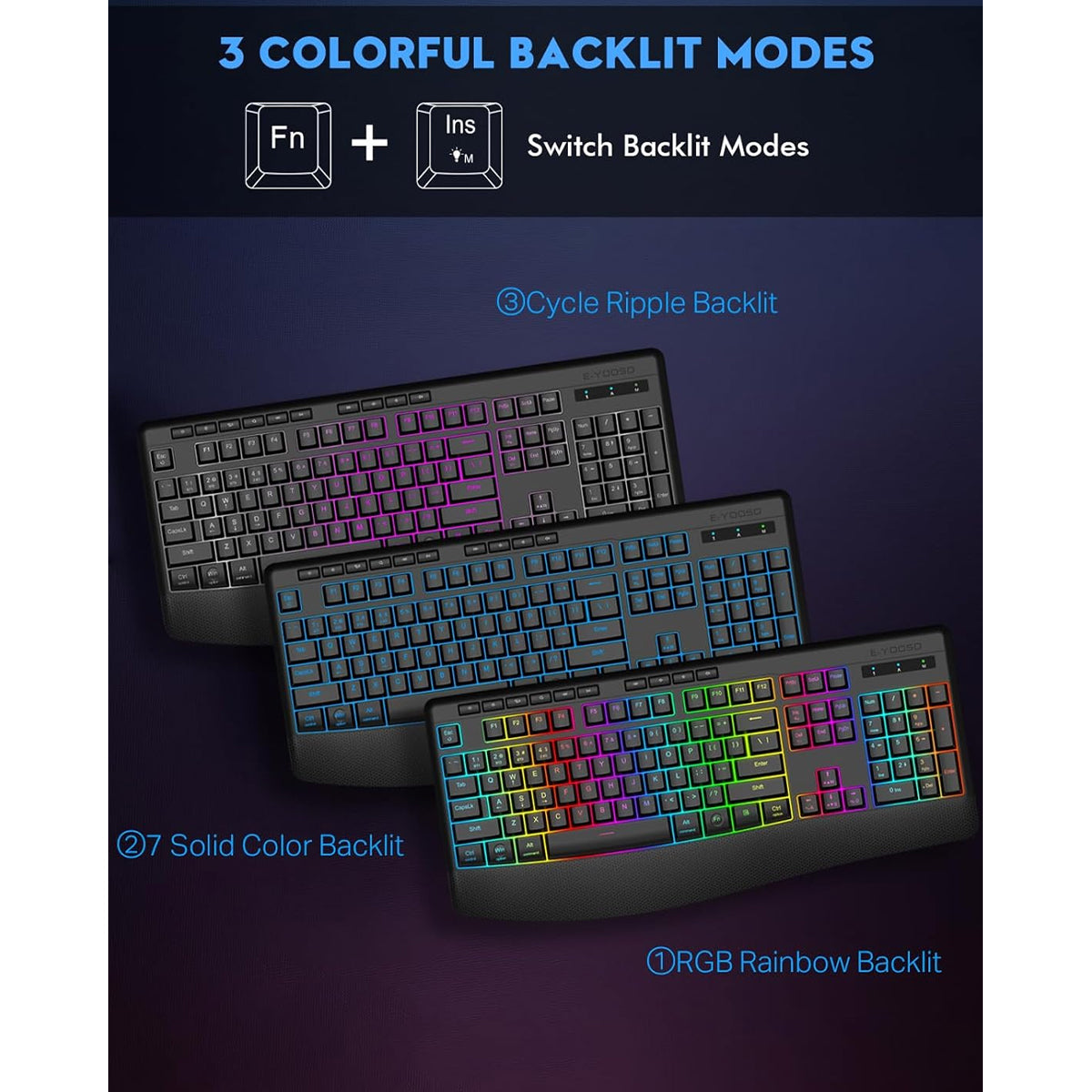 E-Yooso K-787 Tri-Mode RGB 104 Keys Keyboard (Black)