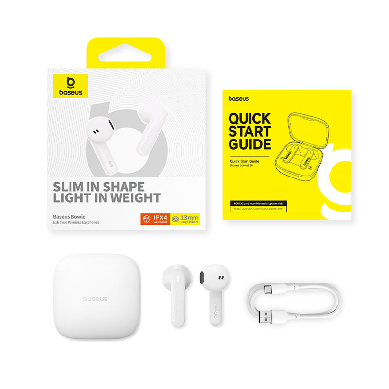 Baseus Bowie E16 True Wireless Earphone (Cluster Black, Stellar White)