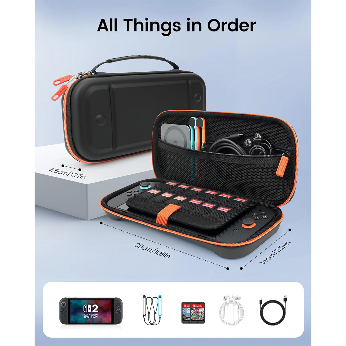 Transnovo Cross-grain PU leather Travel Carrying Case for Nintendo Switch 2