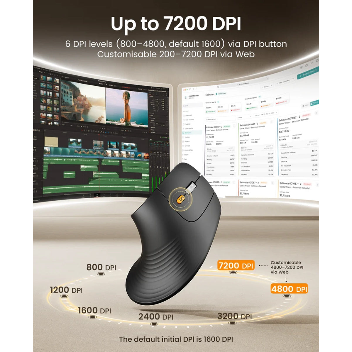 ProtoArc EM11 Pro Dual-Mode Ergonomic Vertical Mouse (Black) (CP017199)