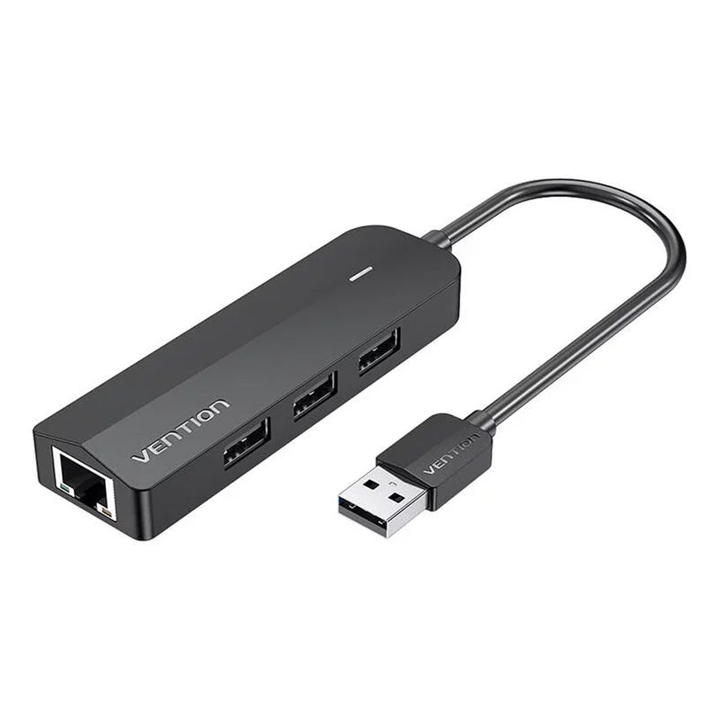 Vention 3-Port USB 2.0 Hub with 100M Ethernet Adapter - USB-A to USB 2.0 + RJ45 + Micro-B 