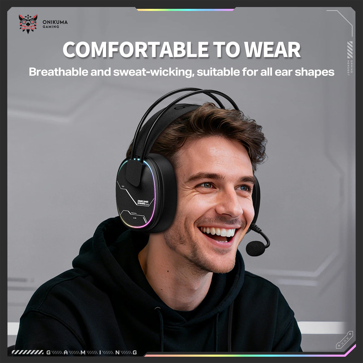 Onikuma X91 RGB Lightweight Gaming Headphone with Microphone