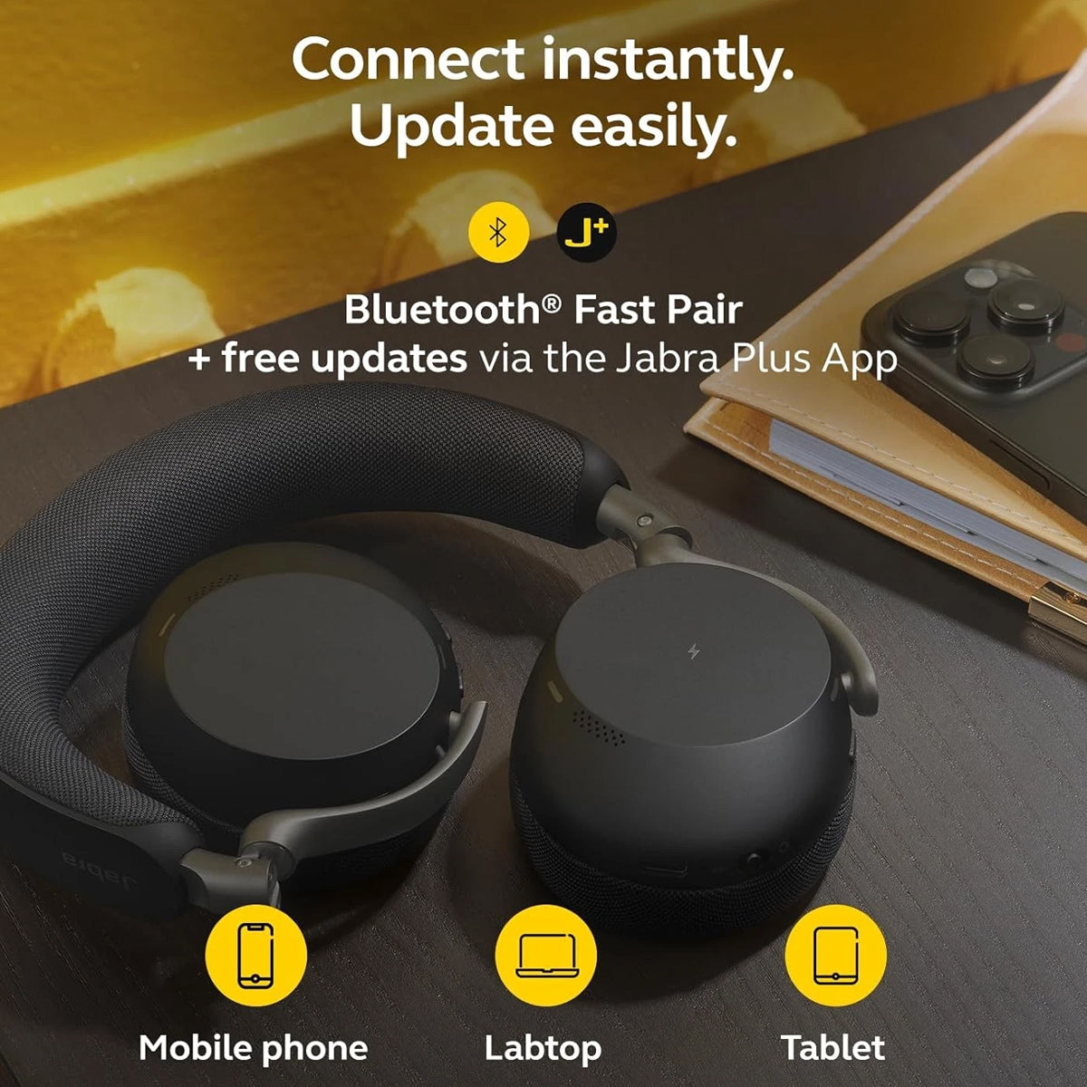 Jabra Evolve3 75 MS Link390c USB-C Wireless Headset With Dongle (Black)