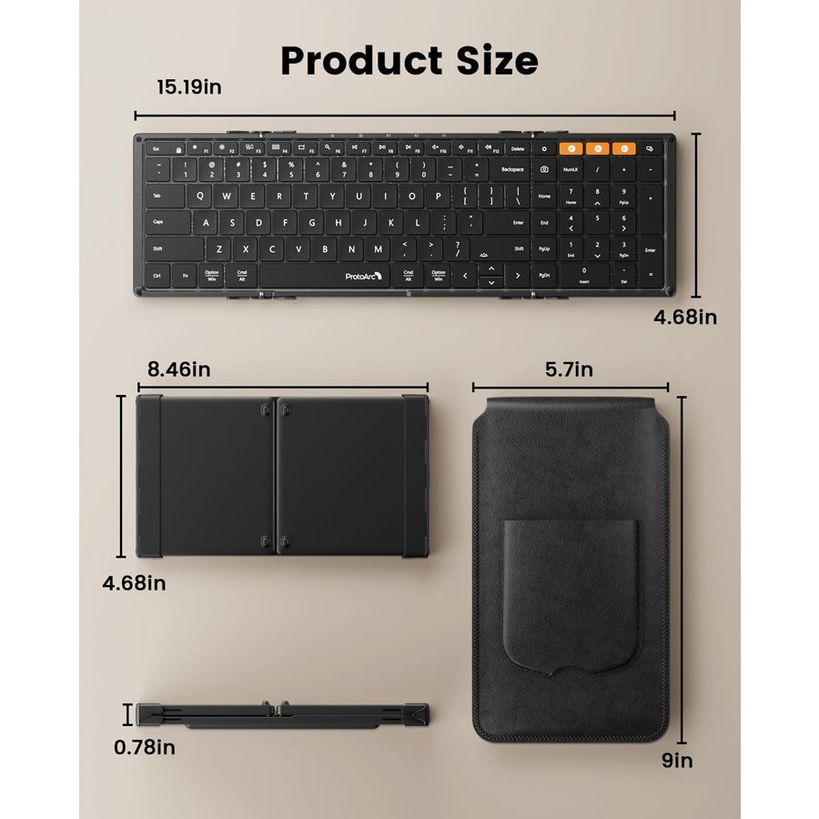 ProtoArc XK01 Plus Foldable Full-Size Bluetooth Keyboard