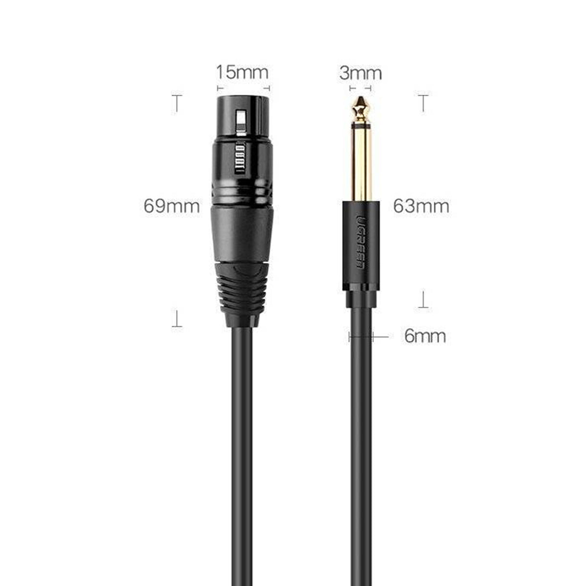 Ugreen 6.5mm Male to XLR Female Cable - 5m (Black) (AV131/20719)