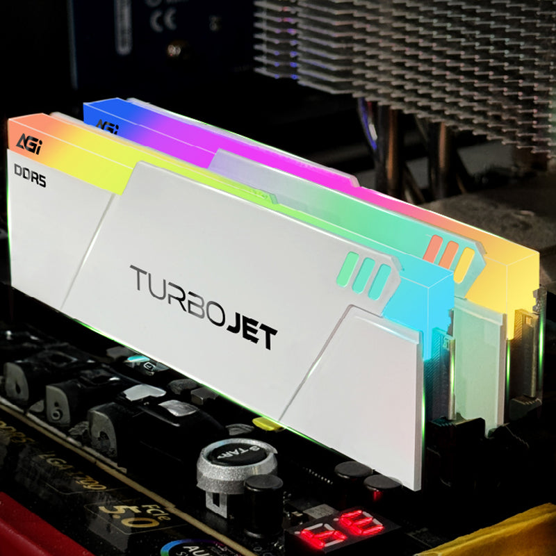 AGI TurboJet UD858 RGB 32GB (16GBx2) DDR5 7200MHz CL34 1.4V Gaming Memory Modules (Black, White)
