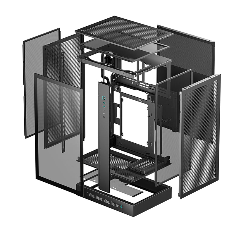 Deepcool CH270 Digital High Airflow Vertical M-ATX Compact Case with Data Screen (Black, White)