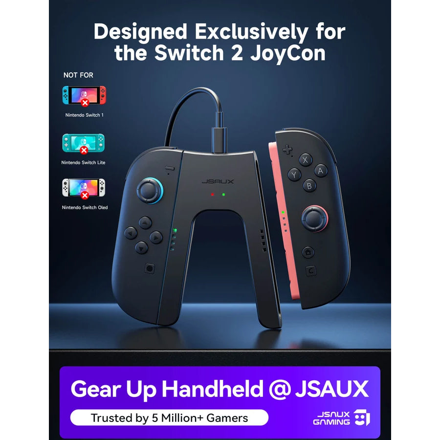 JSAUX JoyVerse Series Charging Grip for Nintendo Switch 2 Joy-Con (Black) (GP0502)