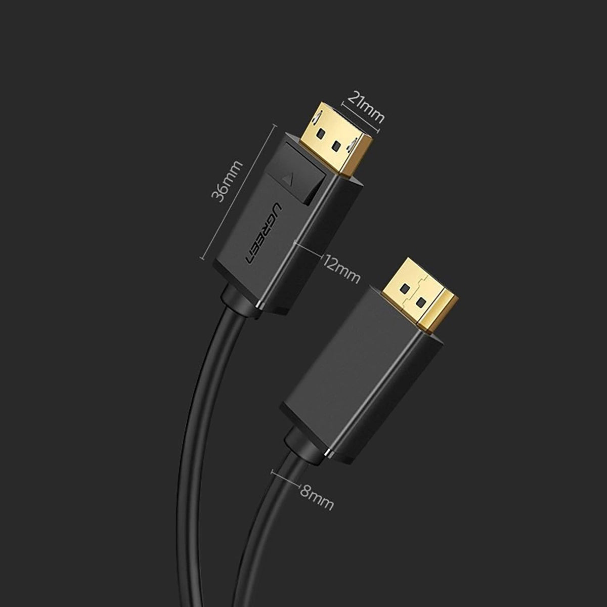 Ugreen DP 1.2 Male to Male Cable - 2m (Black) (DP102/10211)