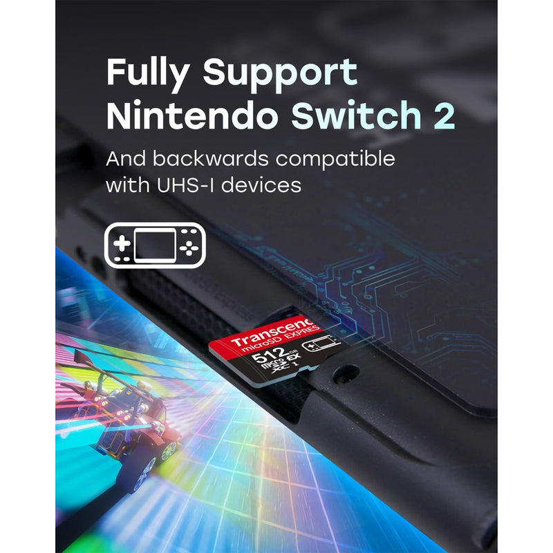 Transcend 256GB MicroSD Express XC-I U3 V30 A1 900MB/s Read Memory Card For Nintendo Switch 2