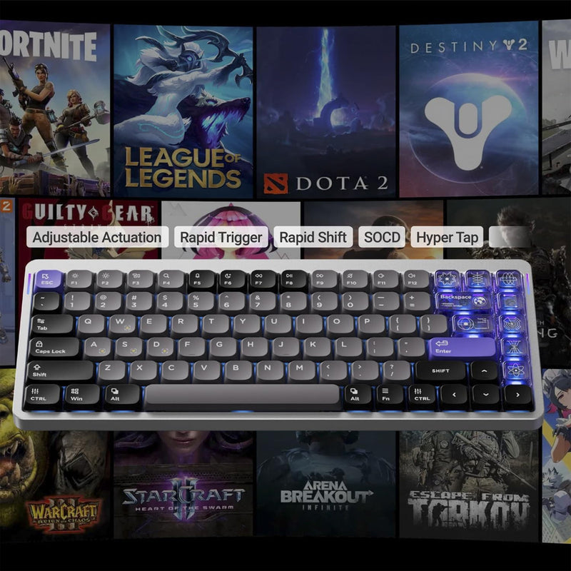 NuPhy Air75 HE Low-Profile Magnetic Jade Switch 84-Key Wired Gaming Keyboard (Space Silver)