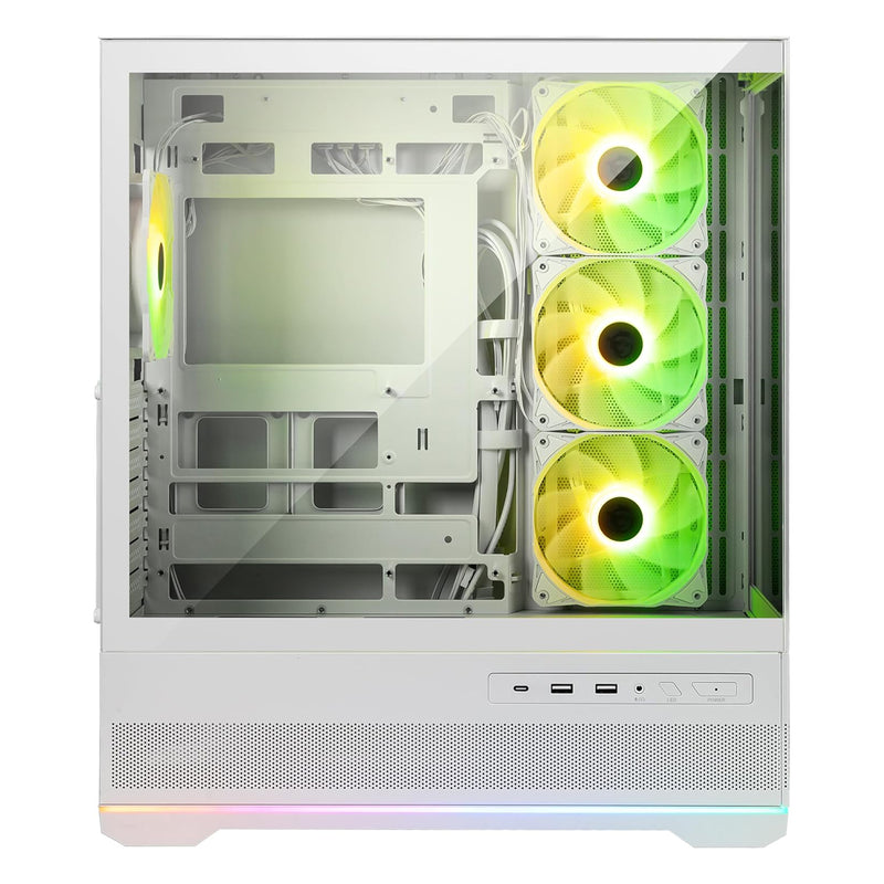 MSI MAG Pano 110R PZ Micro-ATX Mid Tower Tempered Glass Gaming Case (Black, White)