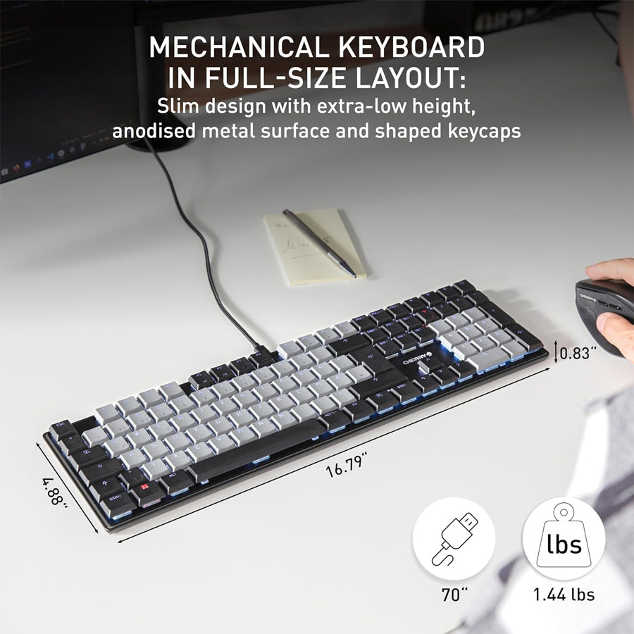 Cherry KC 500 MX LP Low-Profile Mechanical Keyboard (Black) (Cherry MX LP 2.0 Ivory Switch)