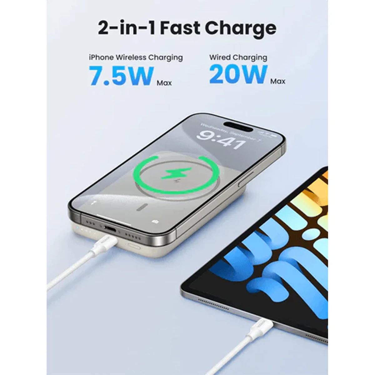 Ugreen 10000mAh Mini Magnetic Wireless 20W Power Bank (Space Gray, Beige)
