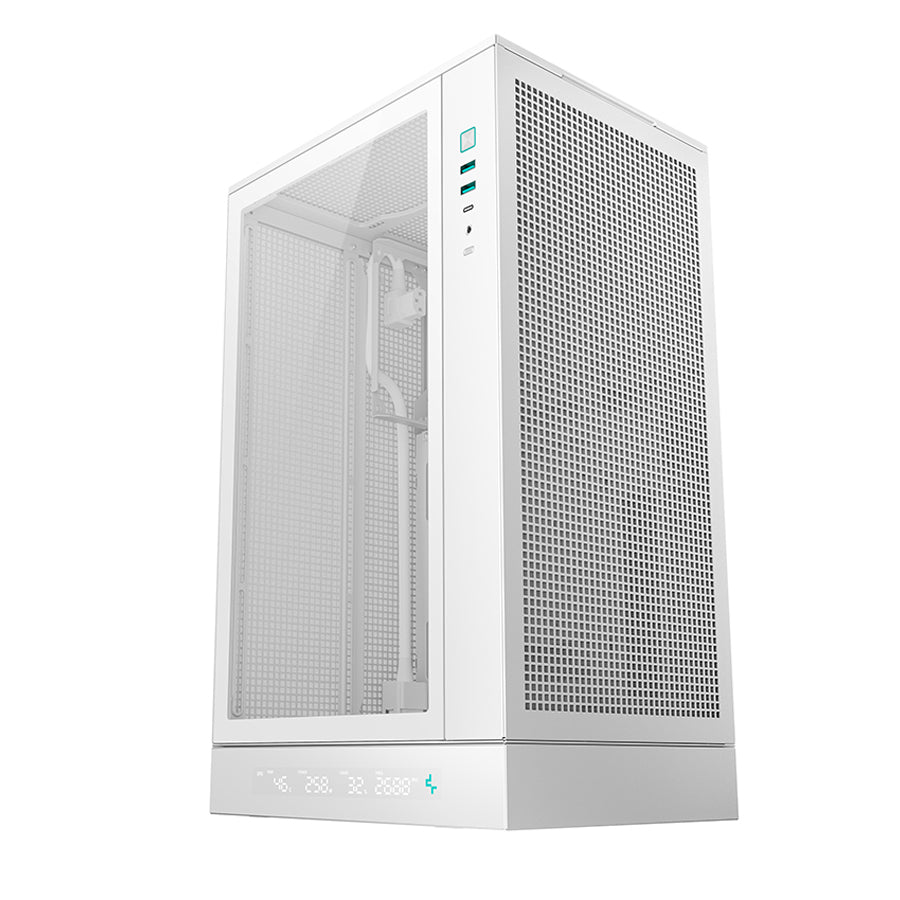 Deepcool CH270 Digital High Airflow Vertical M-ATX Compact Case with Data Screen (Black, White)