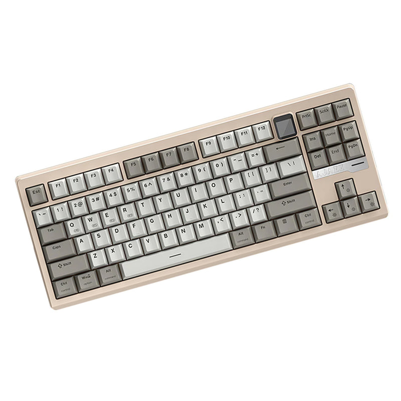 Ajazz QS87 Max RGB Tri-Mode 87-Keys Aluminum CNC Case Hot-Swappable Mechanical Keyboard (Grey/White) (Flame Red V2 Switch)