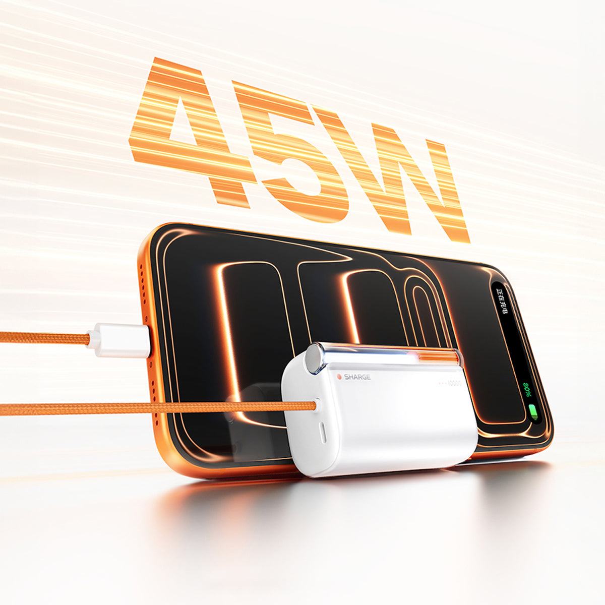 Sharge Flow 3 Power Bank 10000mAH 45W with Built-in USB-C Cable