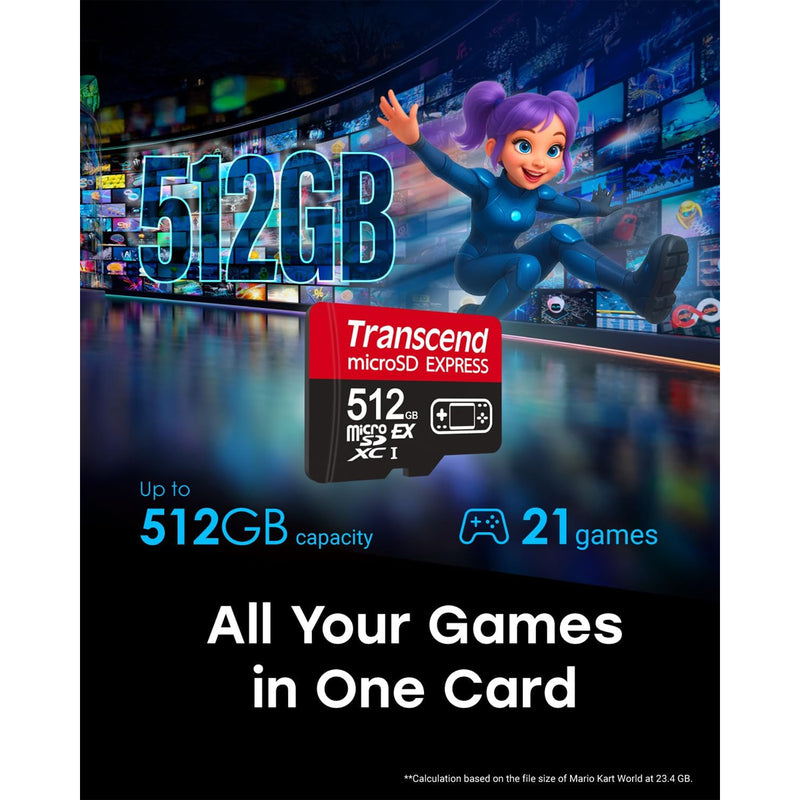 Transcend 256GB MicroSD Express XC-I U3 V30 A1 900MB/s Read Memory Card For Nintendo Switch 2