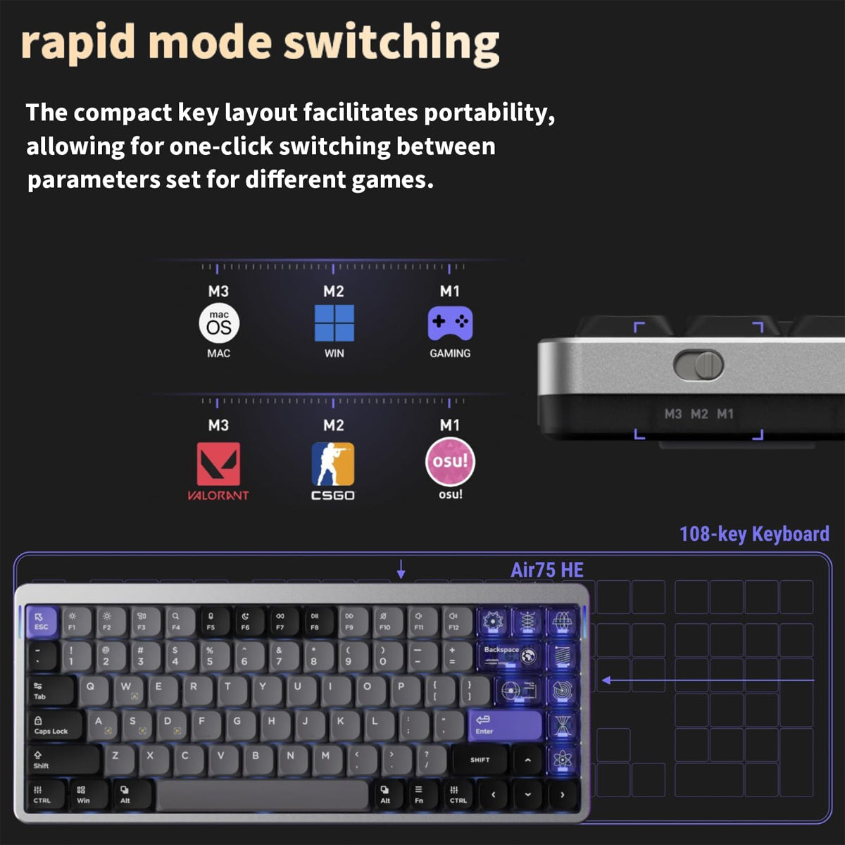NuPhy Air75 HE Low-Profile Magnetic Jade Switch 84-Key Wired