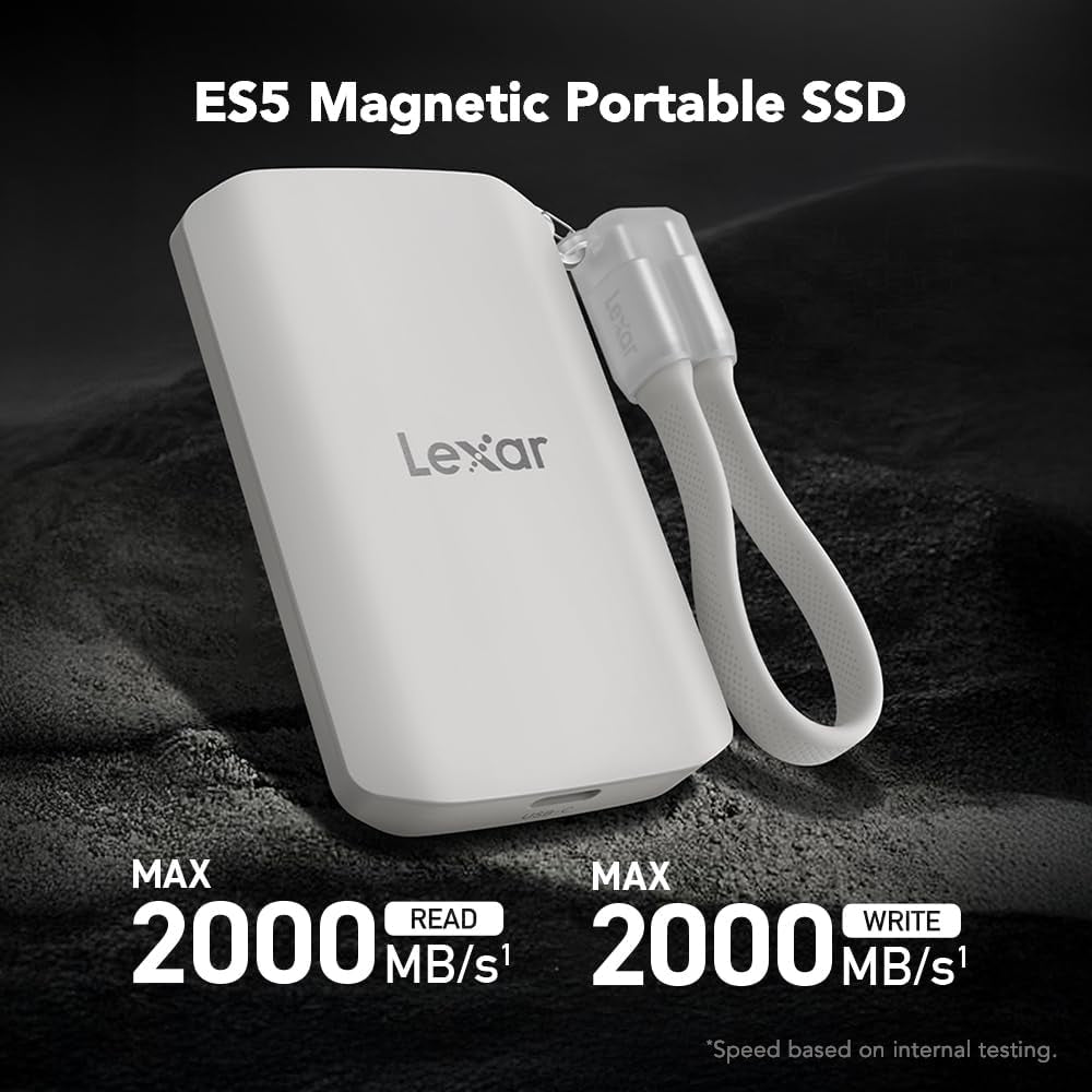 Lexar ES5 1TB USB 3.2 Gen 2x2 Type-C Magnetic Portable SSD - Up To 2000MB/s Read & 2000MB/s Write 