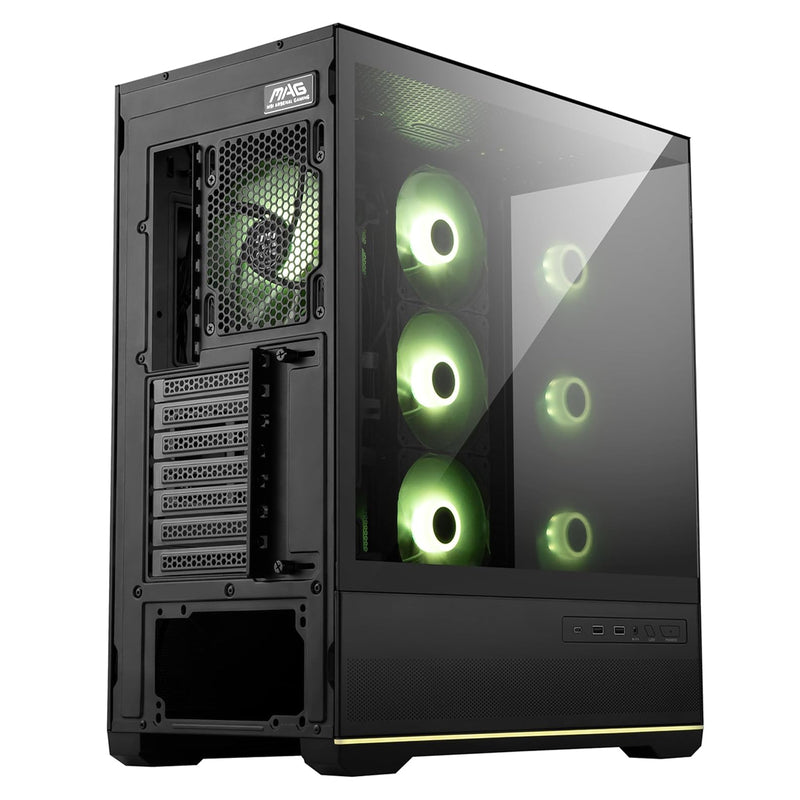 MSI MAG Pano 110R PZ Micro-ATX Mid Tower Tempered Glass Gaming Case (Black, White)