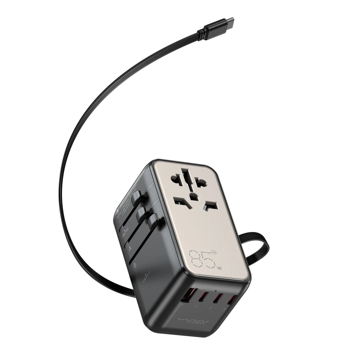 Vyvylabs Explorer Series GaN 4 Ports+AC Fast Charger Travel Adapter 85W A+3C with Type-C Cable