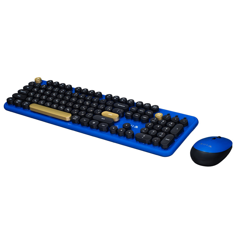 Aula AC306 Retro Round Wireless Keyboard & Mouse Combo (Royal Blue/Black)