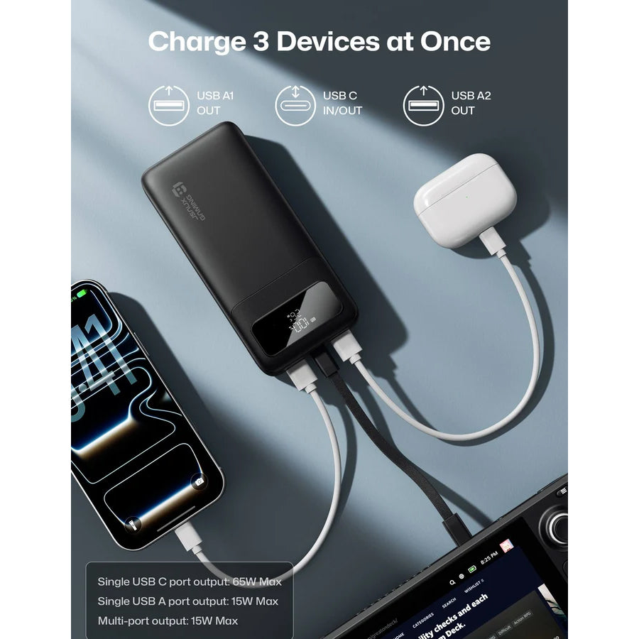 JSAUX Portable Power Bank 20000mAh 65W (Black) (PB6504)