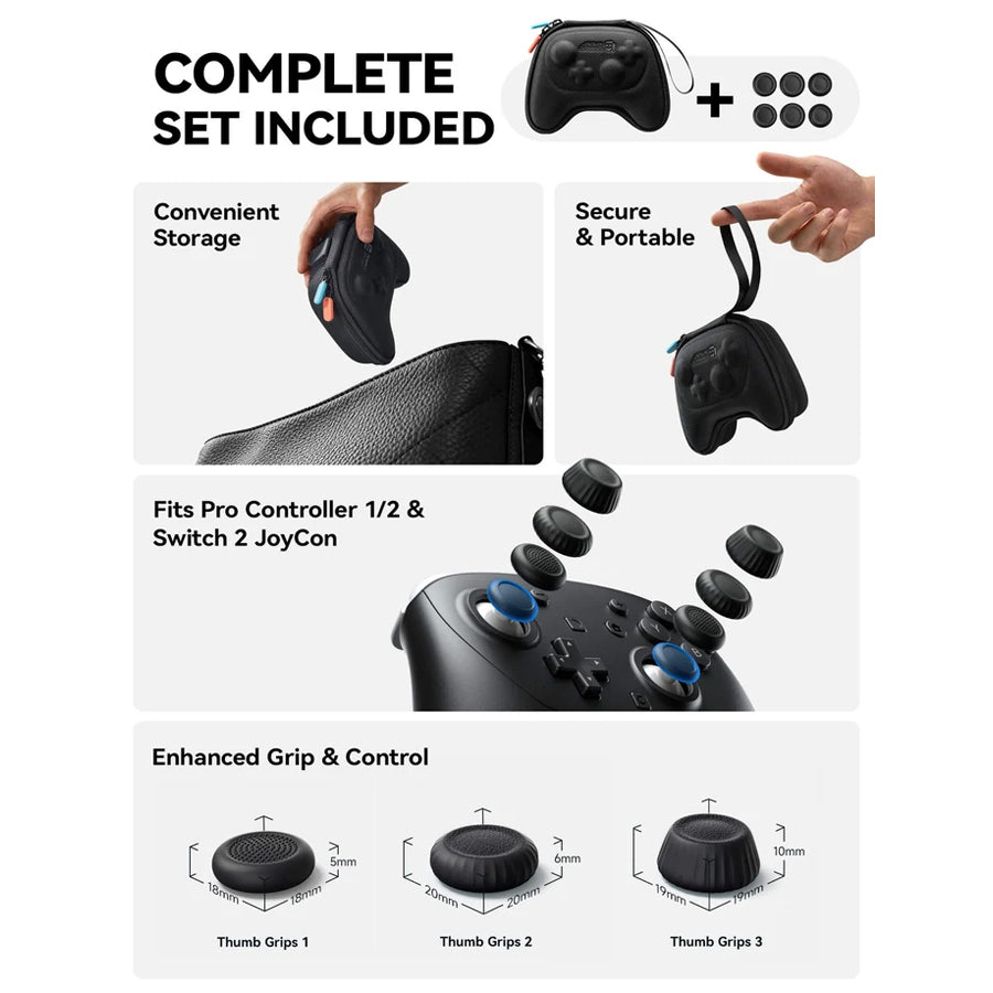 JSAUX ProFit Controller Case & Joystick Cap for Nintendo Switch Pro / Nintendo Switch 2