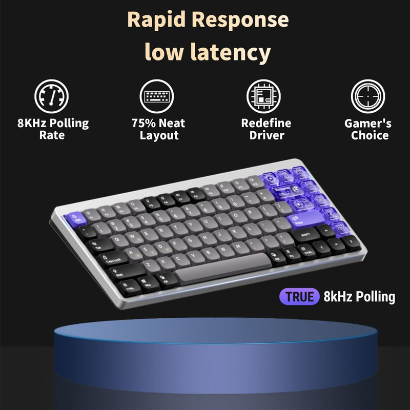 NuPhy Air75 HE Low-Profile Magnetic Jade Switch 84-Key Wired Gaming Keyboard (Space Silver)