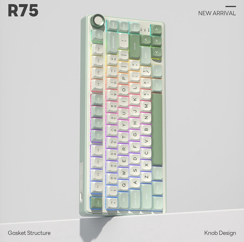 Royal Kludge R75 QMK Single-Mode RGB 81 Keys Hot-Swappable Mechanical Keyboard Sky Cyan