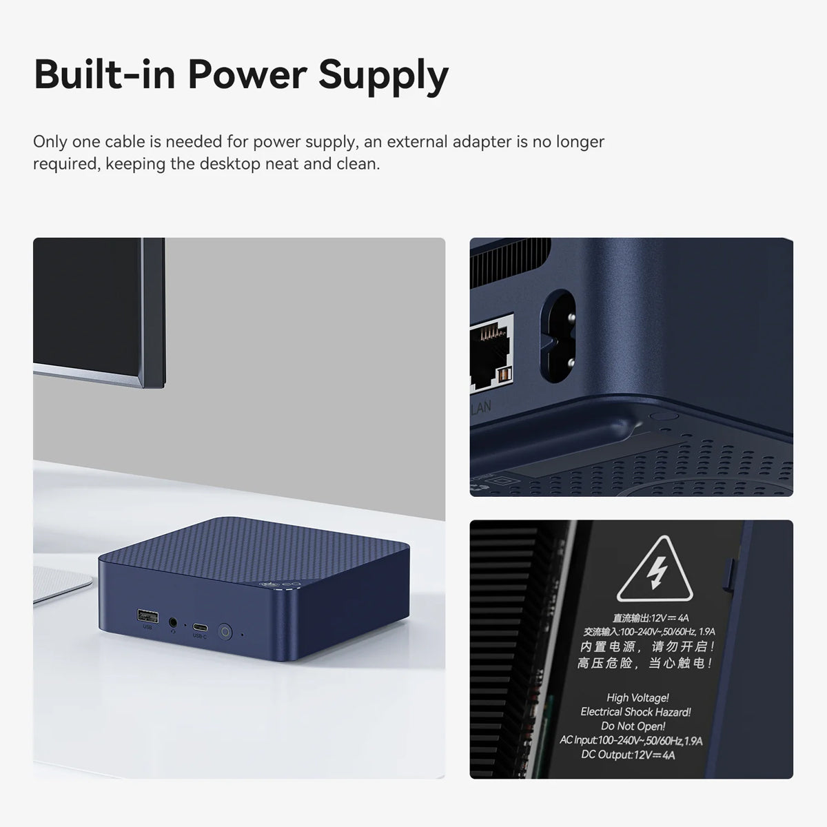 Beelink EQ14-D4 Intel Twin Lake N150 16GB RAM 500GB SSD Windows 11 Home Mini PC (Navy Blue)