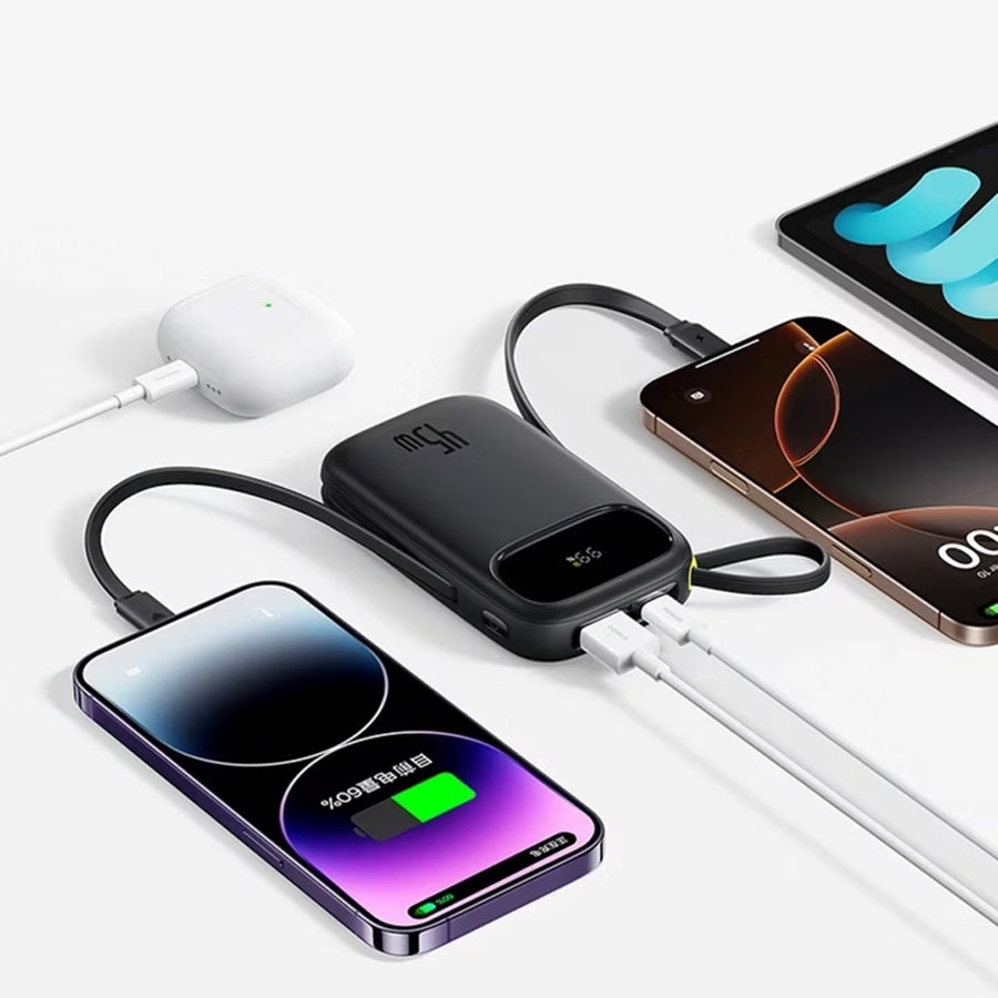Baseus EnerFill FC31 Qpow 3 Digital Display Power Bank with Built-in USB-C + iP Cable 20000mAh 45W