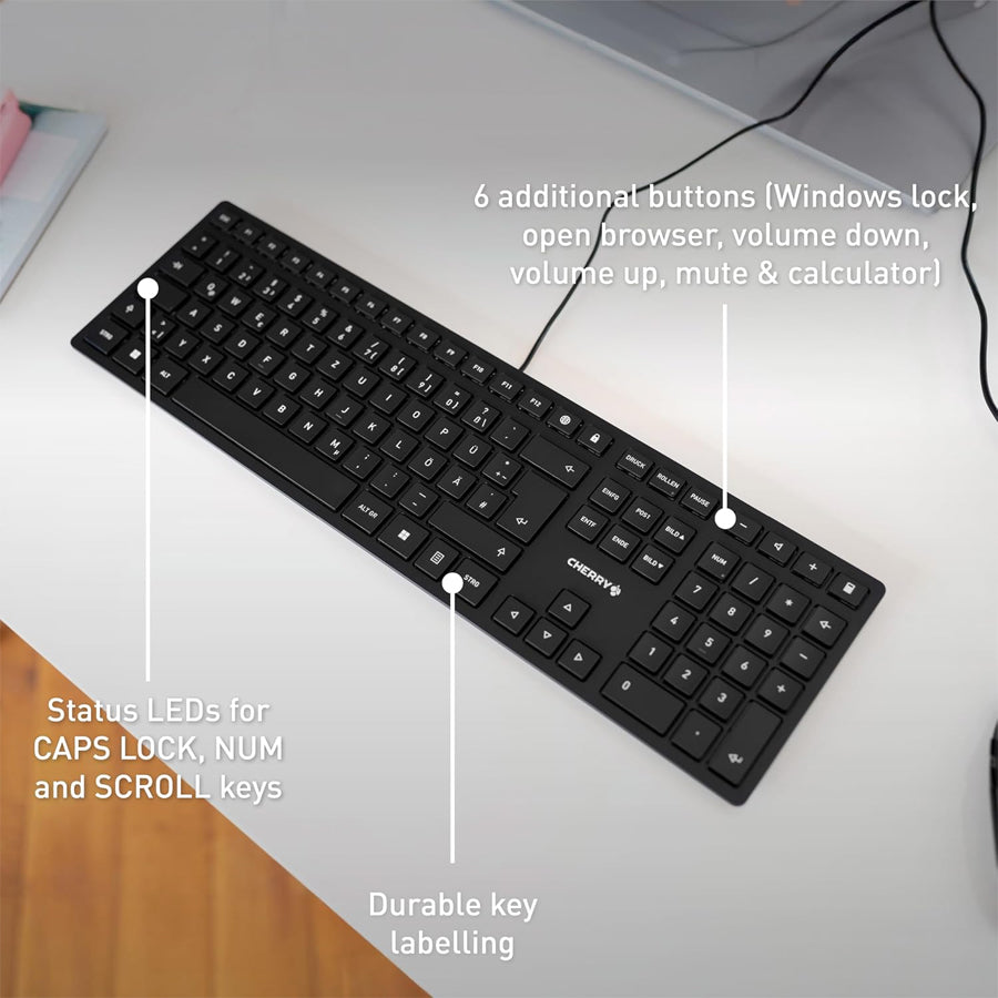 Cherry KC 6000 Slim Corded Keyboard (Black) (JK-1600EU-2)